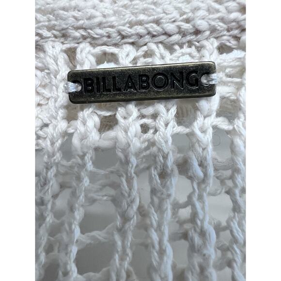Billabong Bring It Cross Wrap Sweater Faux Wrap Open Knit Beige Women Medium - Picture 7 of 9